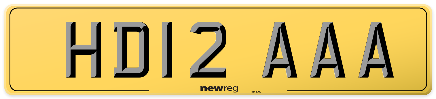 HD12 AAA Rear Number Plate