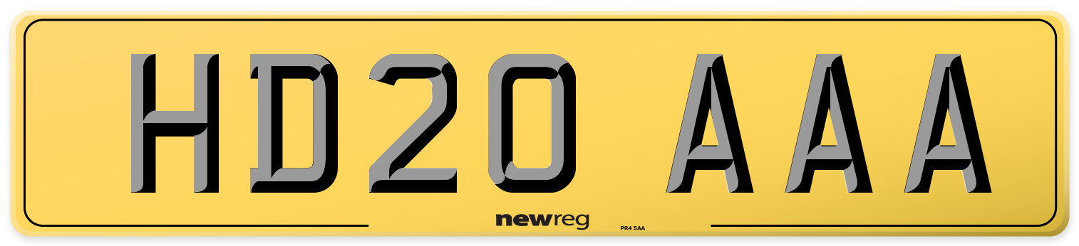 HD20 AAA Rear Number Plate