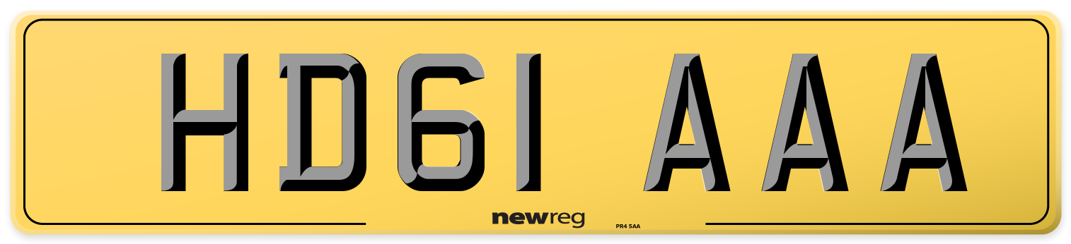 HD61 AAA Rear Number Plate