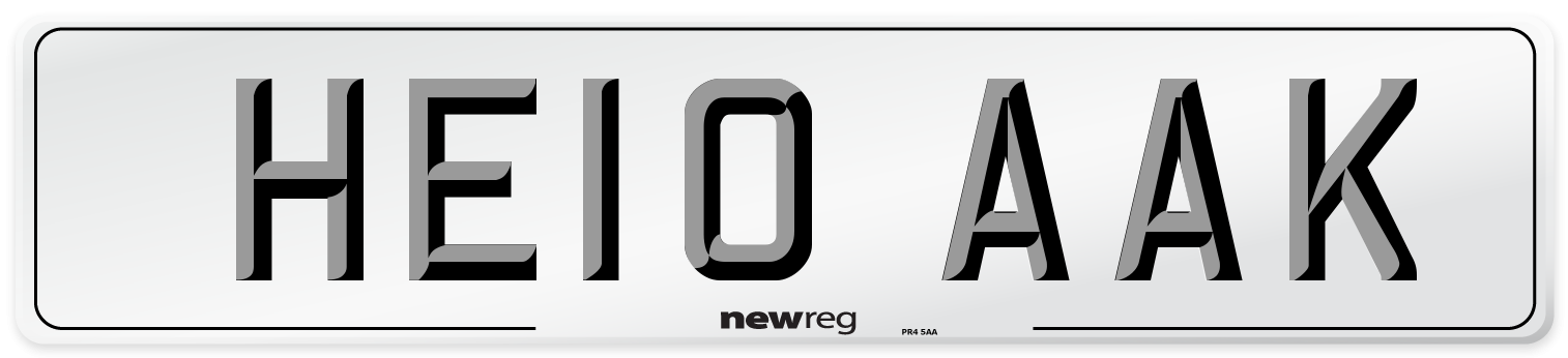 HE10 AAK Front Number Plate