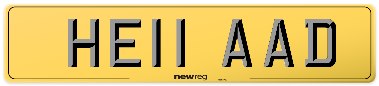 HE11 AAD Rear Number Plate