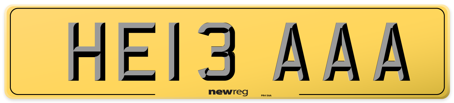 HE13 AAA Rear Number Plate