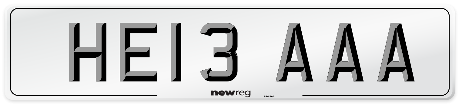 HE13 AAA Front Number Plate
