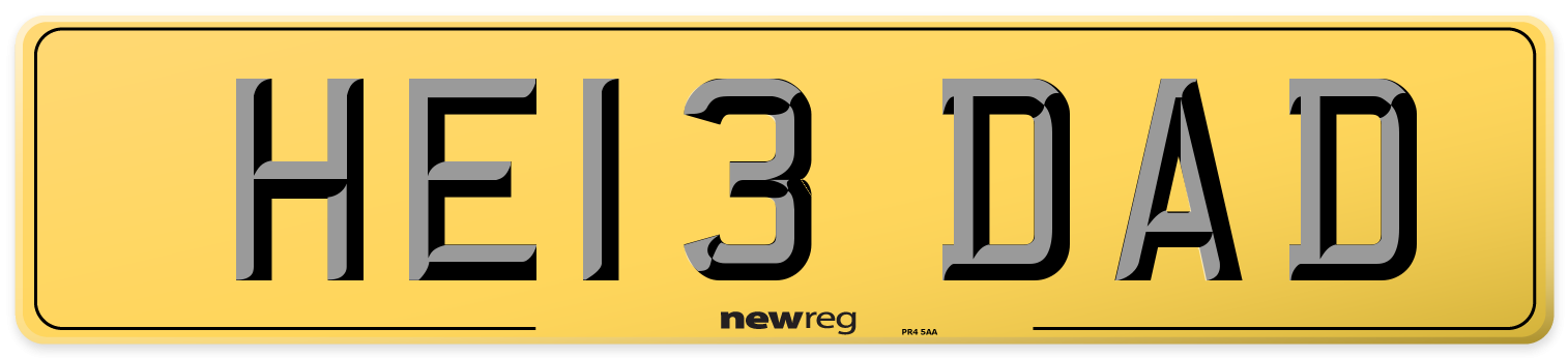 HE13 DAD Rear Number Plate