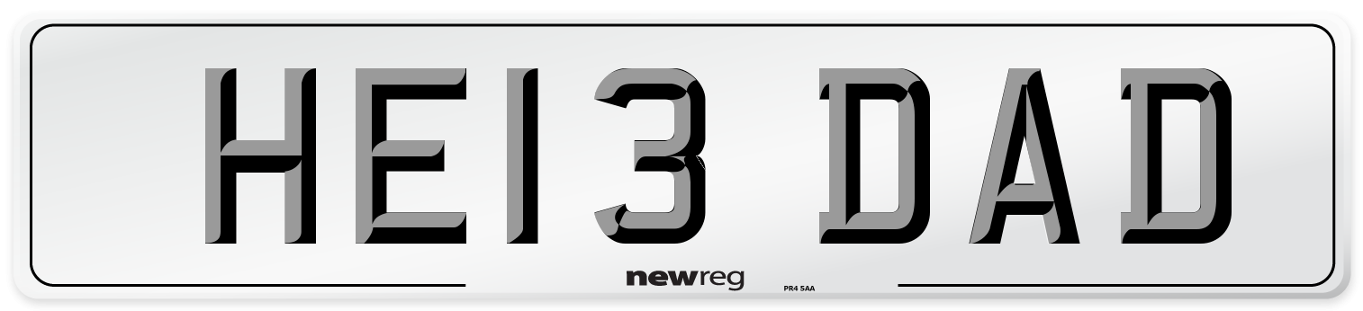 HE13 DAD Front Number Plate