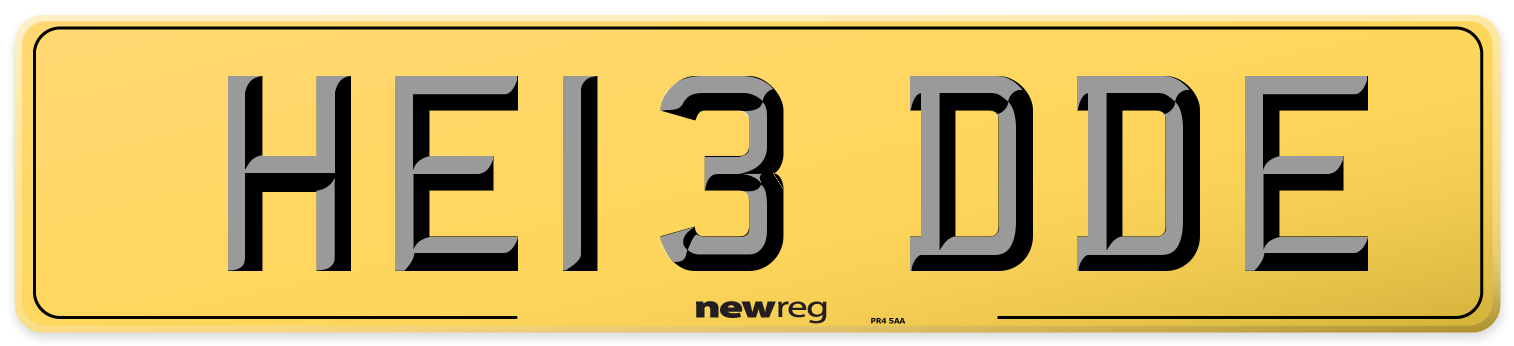 HE13 DDE Rear Number Plate