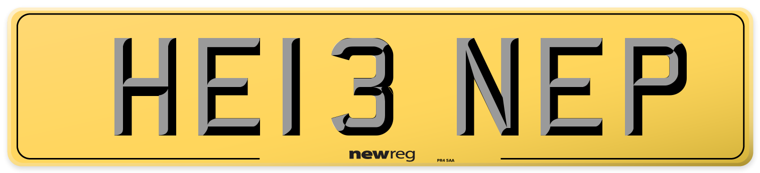 HE13 NEP Rear Number Plate