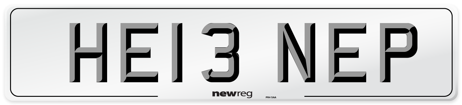 HE13 NEP Front Number Plate