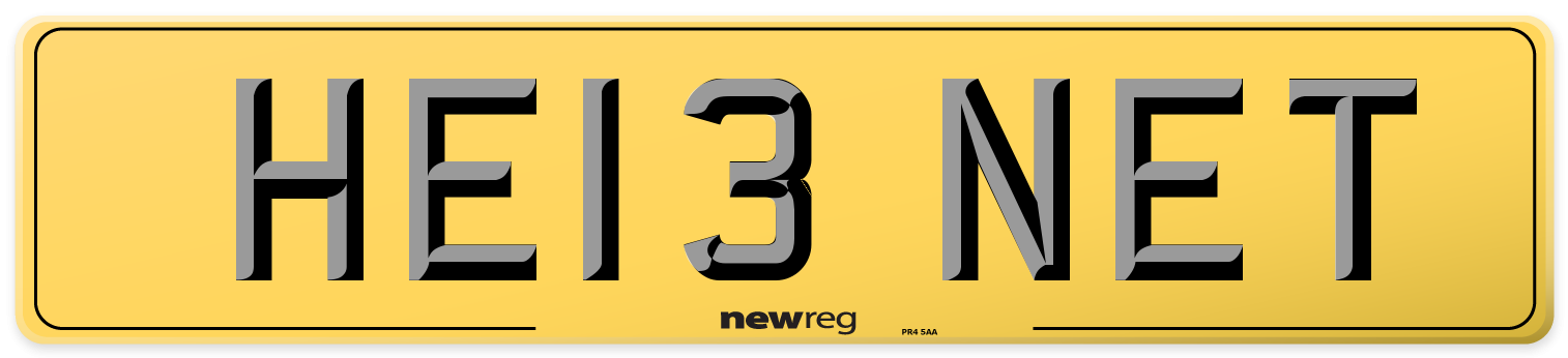 HE13 NET Rear Number Plate