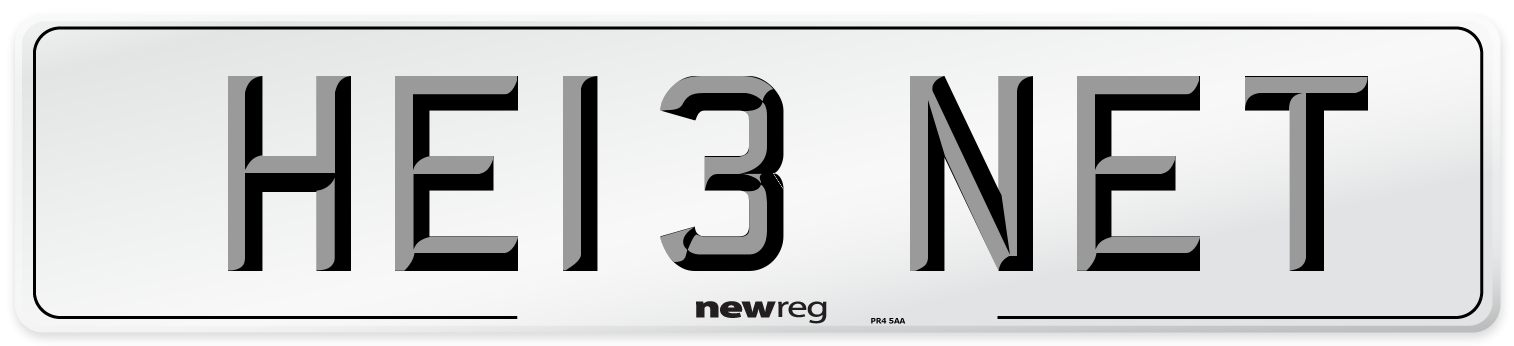 HE13 NET Front Number Plate