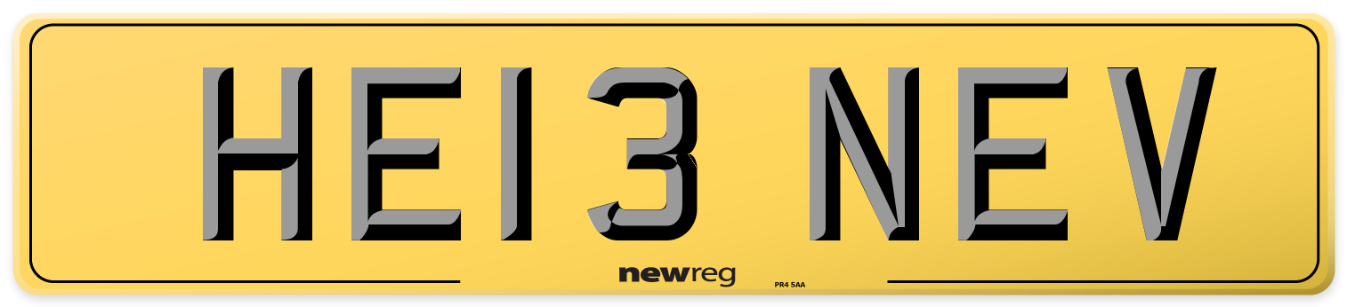 HE13 NEV Rear Number Plate