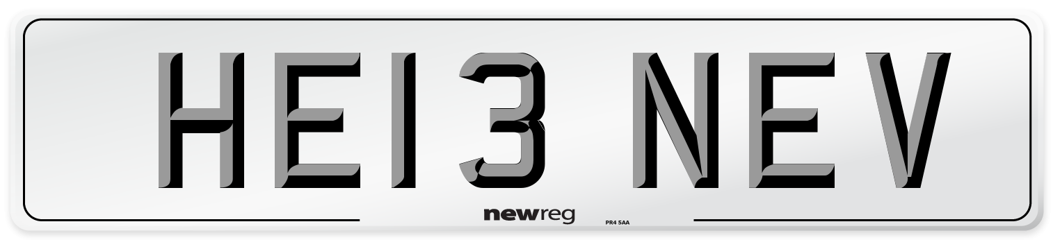 HE13 NEV Front Number Plate