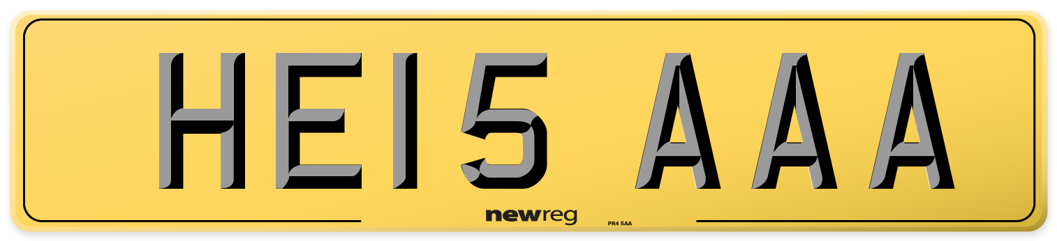 HE15 AAA Rear Number Plate