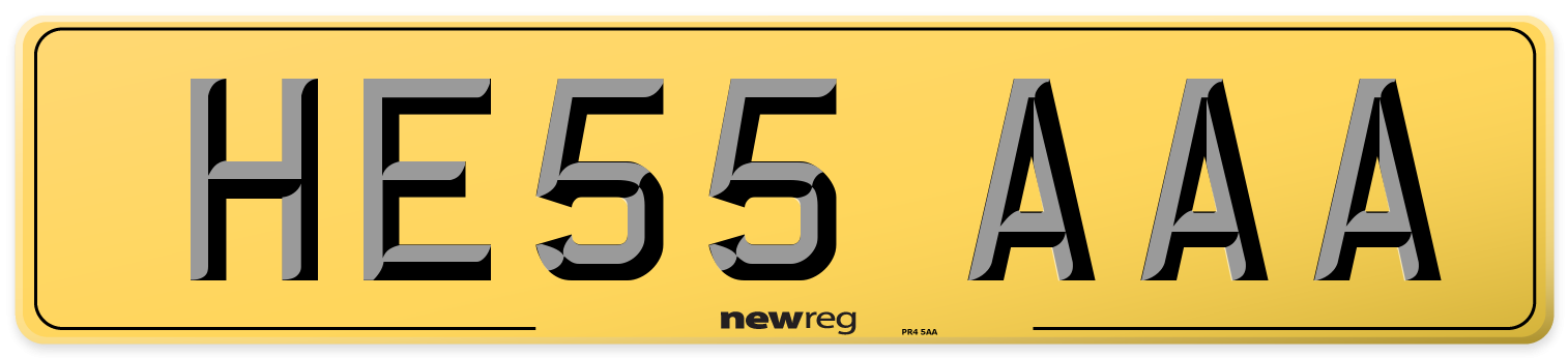 HE55 AAA Rear Number Plate