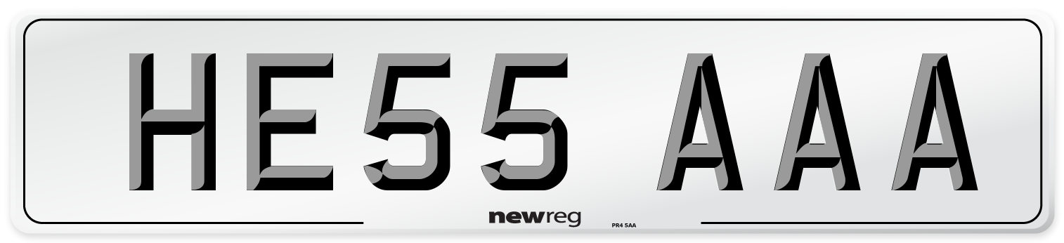 HE55 AAA Front Number Plate