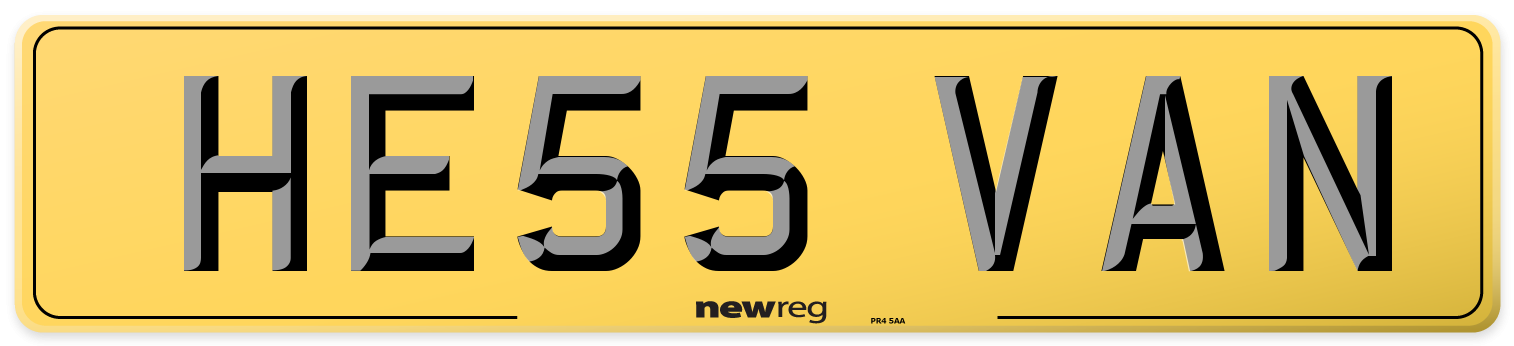 HE55 VAN Rear Number Plate