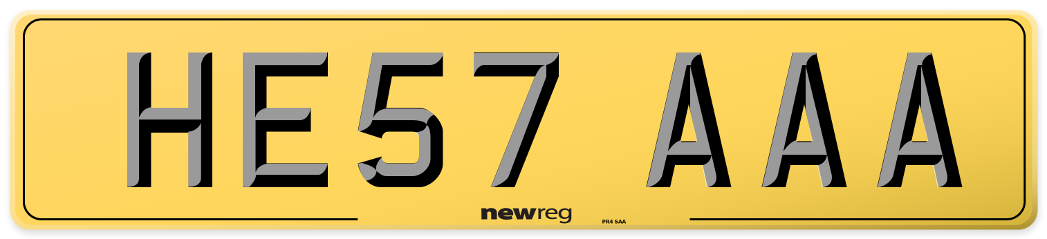 HE57 AAA Rear Number Plate