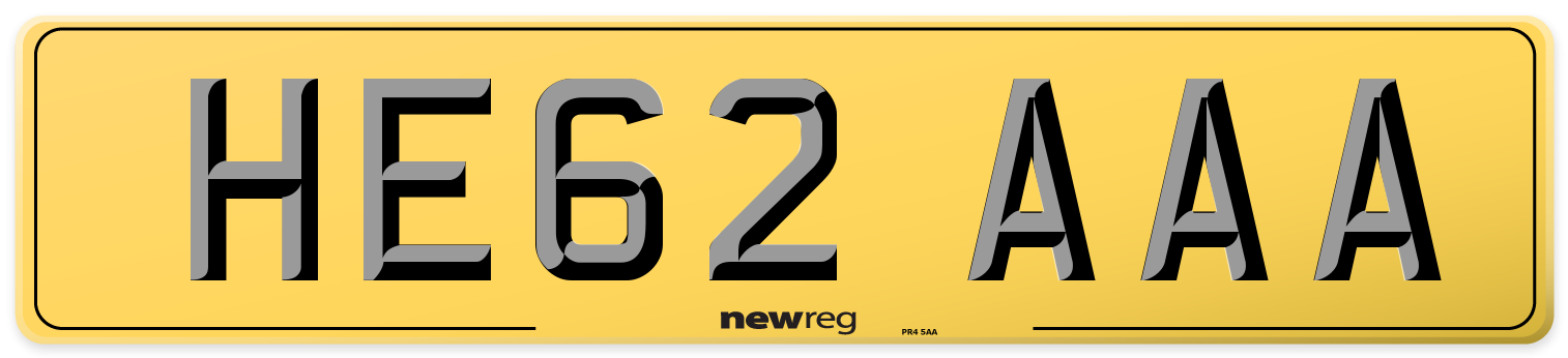 HE62 AAA Rear Number Plate
