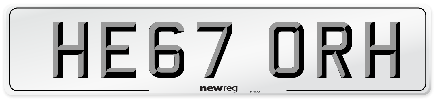 HE67 ORH Front Number Plate