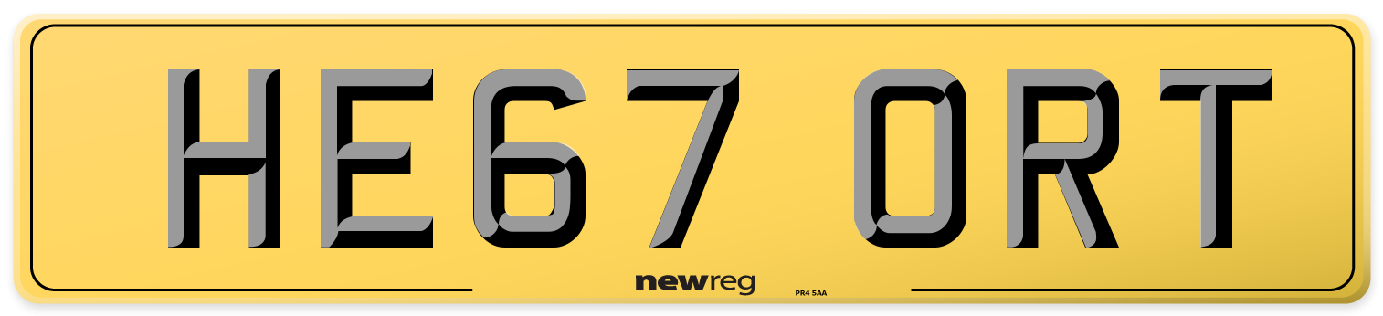 HE67 ORT Rear Number Plate