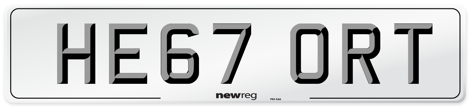 HE67 ORT Front Number Plate