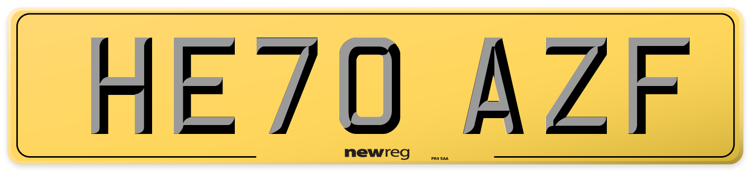 HE70 AZF Rear Number Plate