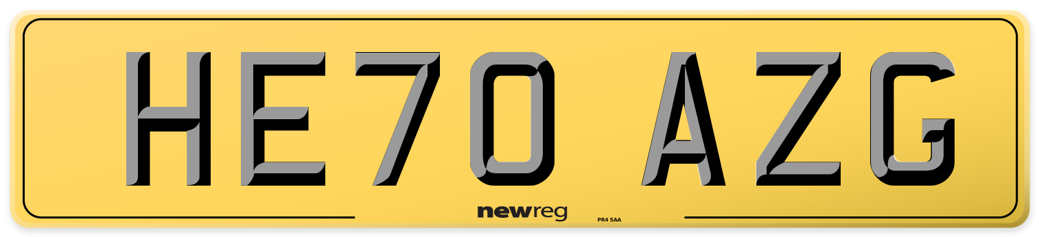 HE70 AZG Rear Number Plate