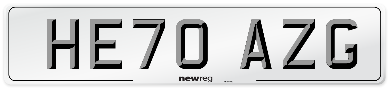HE70 AZG Front Number Plate