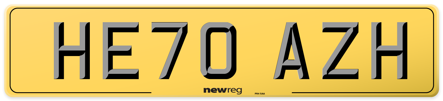 HE70 AZH Rear Number Plate