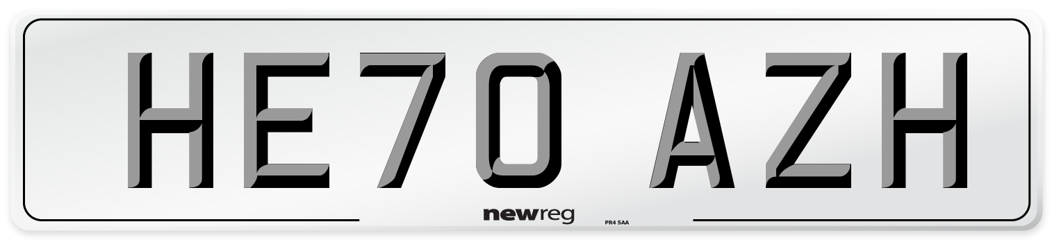 HE70 AZH Front Number Plate