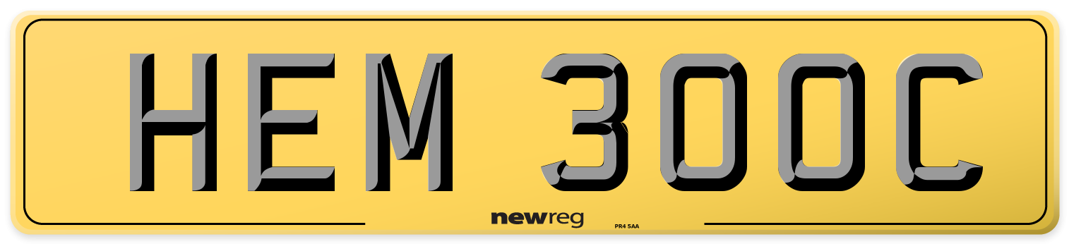 HEM 300C Rear Number Plate