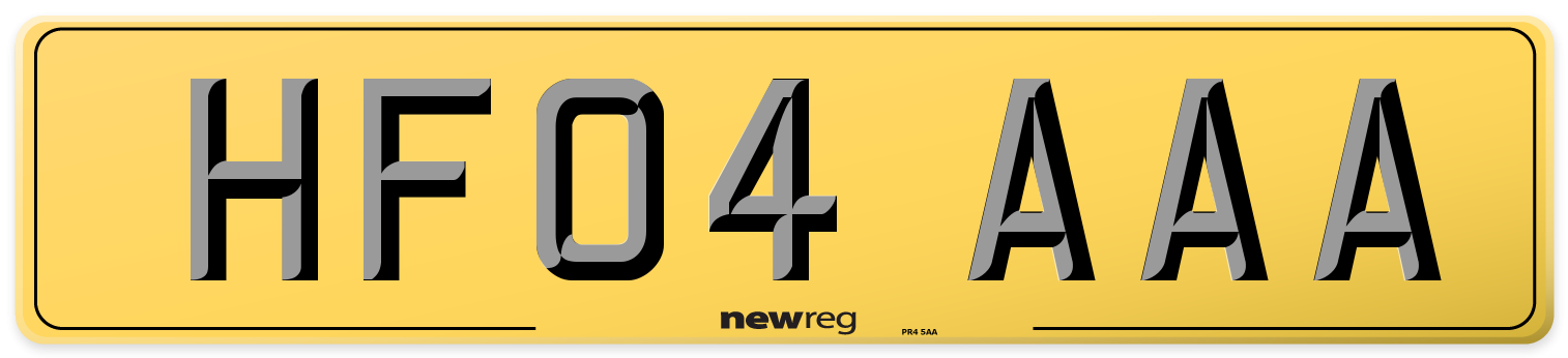 HF04 AAA Rear Number Plate