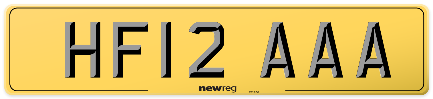 HF12 AAA Rear Number Plate