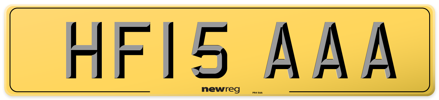 HF15 AAA Rear Number Plate