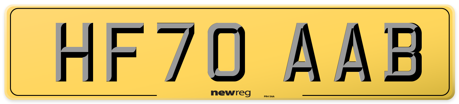 HF70 AAB Rear Number Plate