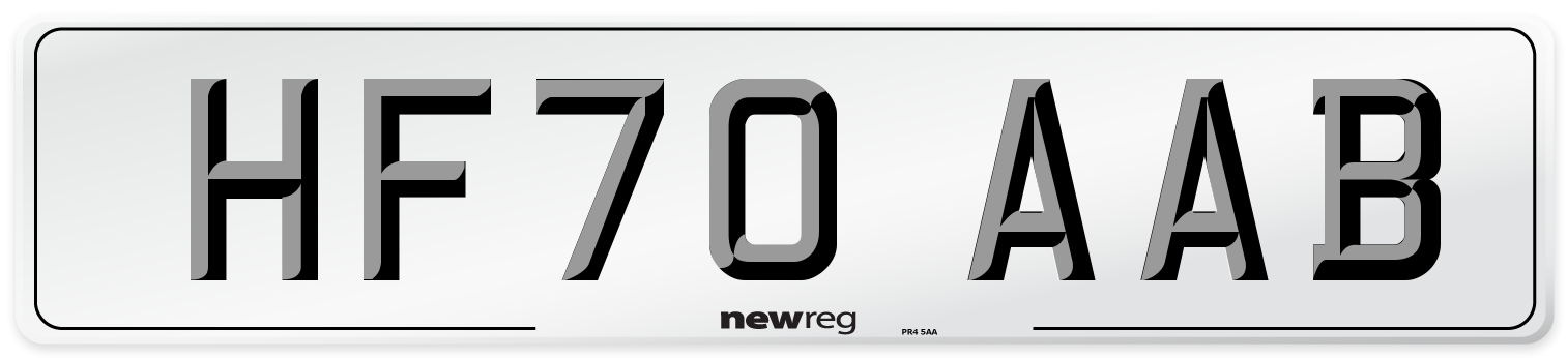 HF70 AAB Front Number Plate