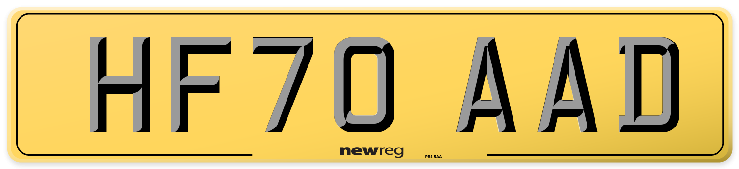 HF70 AAD Rear Number Plate