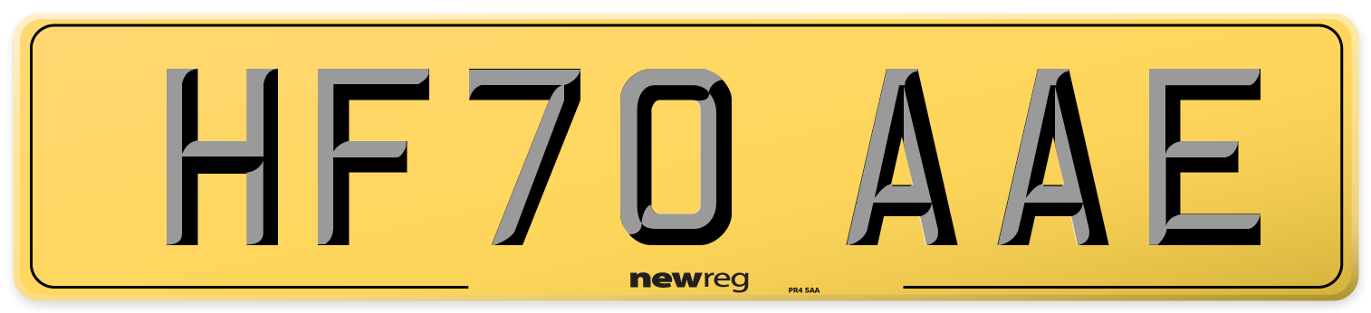 HF70 AAE Rear Number Plate