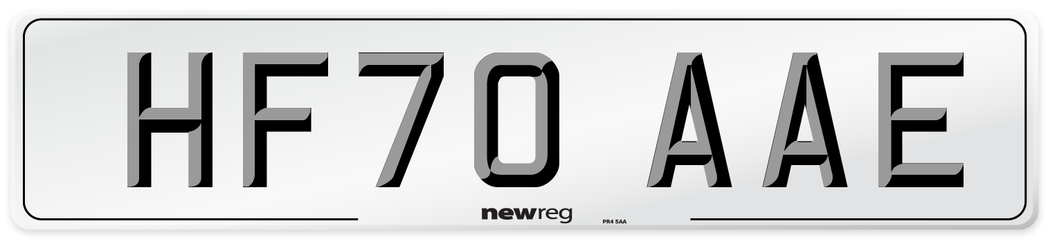 HF70 AAE Front Number Plate