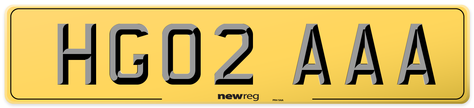 HG02 AAA Rear Number Plate