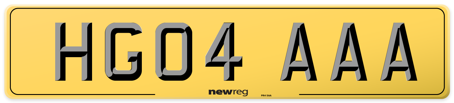 HG04 AAA Rear Number Plate