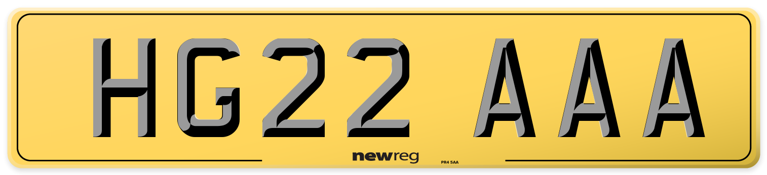 HG22 AAA Rear Number Plate