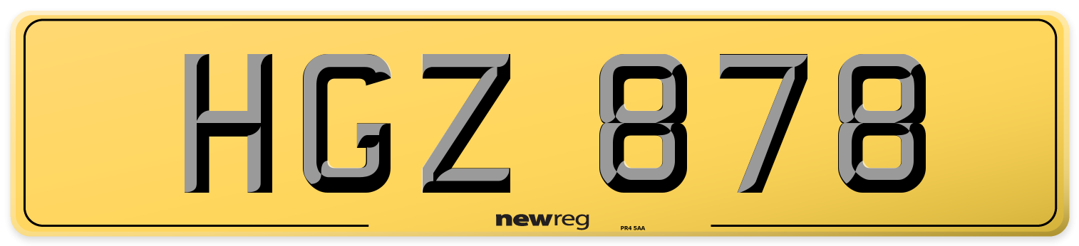 HGZ 878 Rear Number Plate