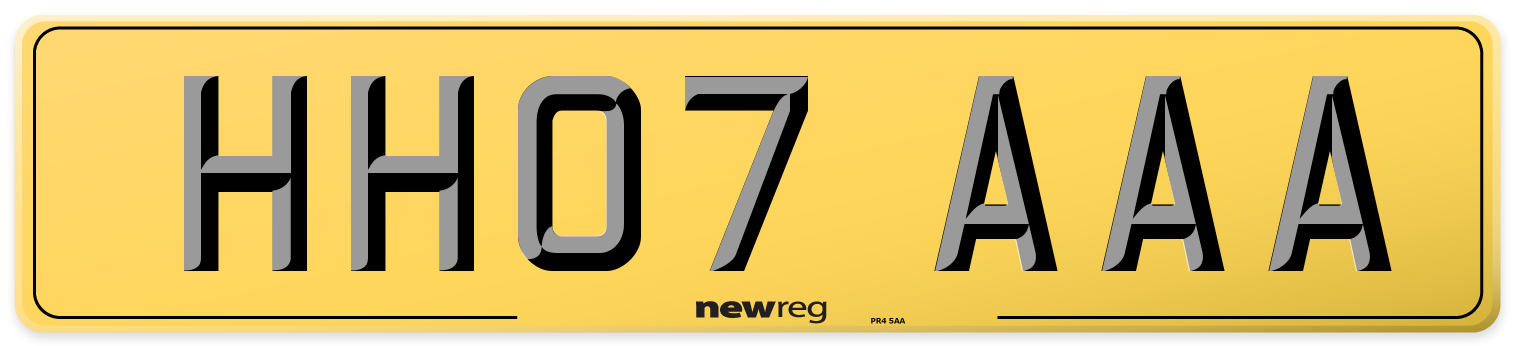 HH07 AAA Rear Number Plate