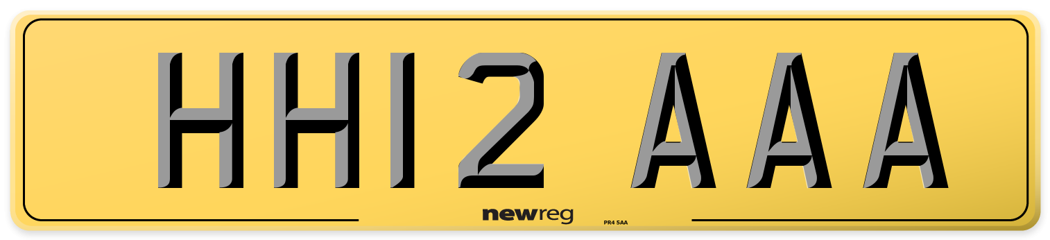 HH12 AAA Rear Number Plate