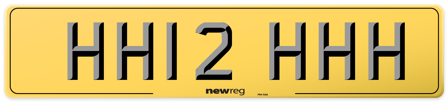 HH12 HHH Rear Number Plate