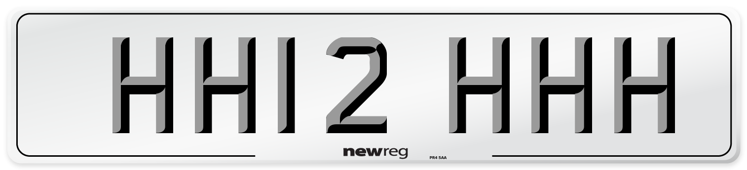 HH12 HHH Front Number Plate