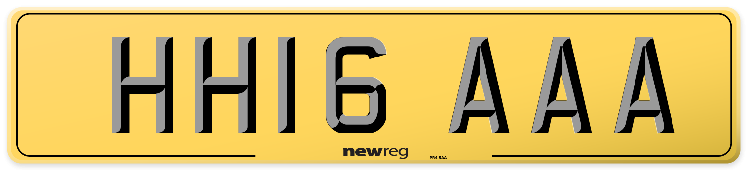 HH16 AAA Rear Number Plate