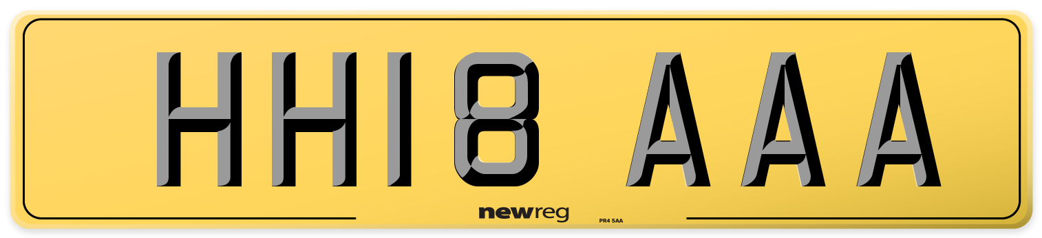 HH18 AAA Rear Number Plate