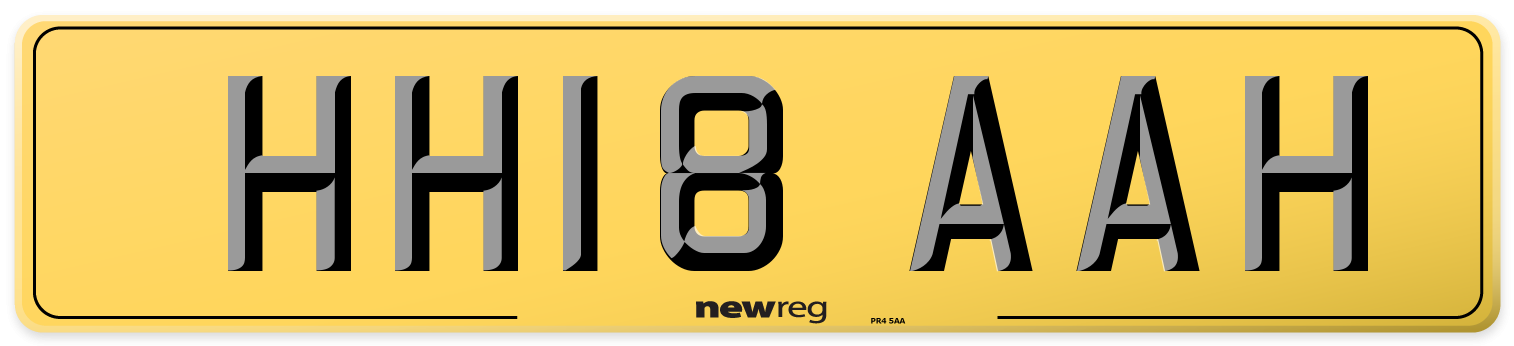 HH18 AAH Rear Number Plate
